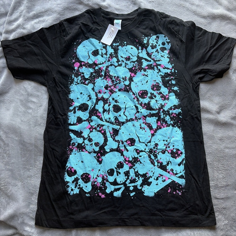 Vintage‎ Y2K Fifth Sun Skull Splatter Shirt Mens Large Graphic T-Shirt - NWT